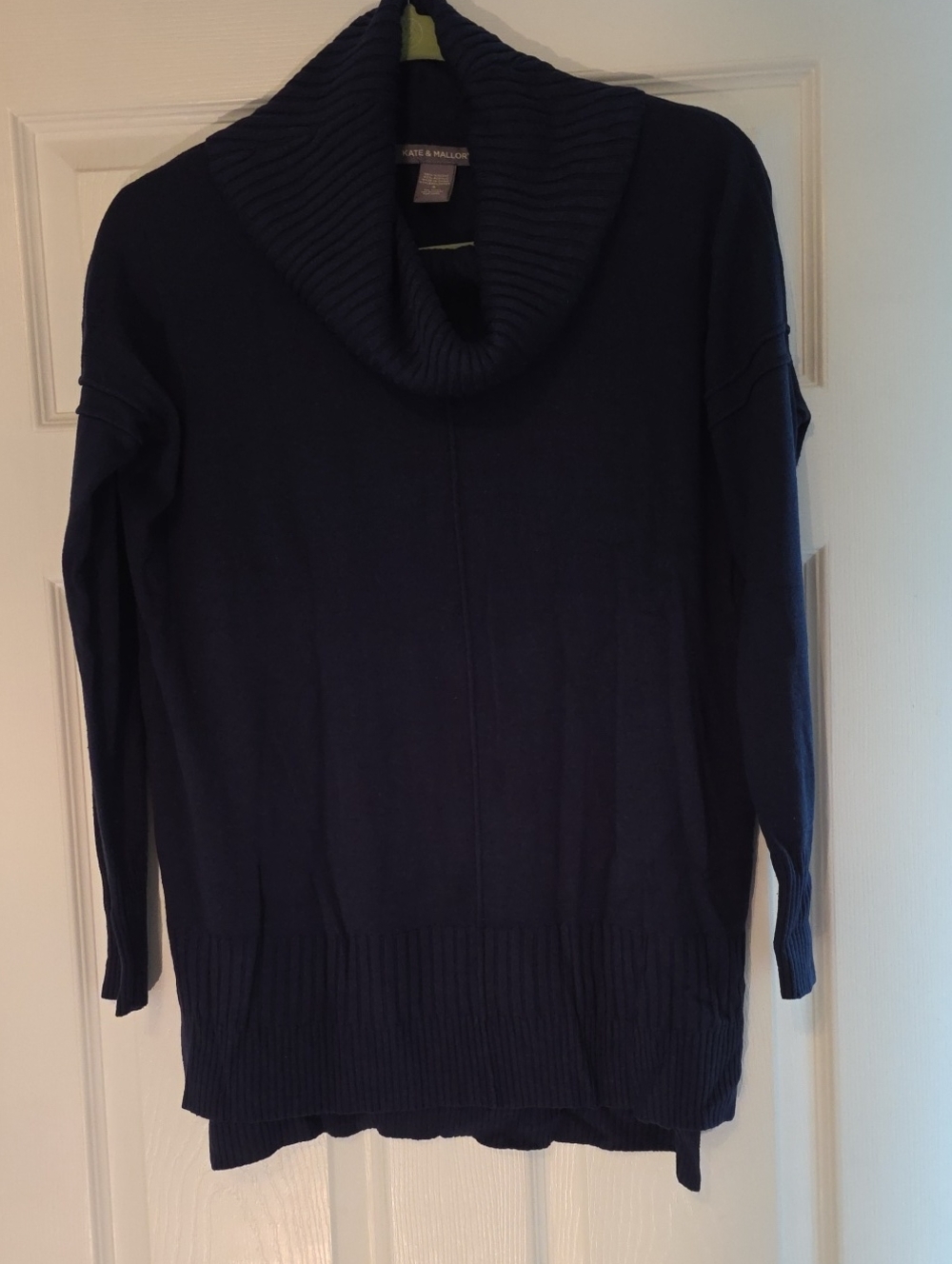 Kate & Mallory Navy Blue Cowl Neck Sweater  Drop Shoulder Cozy Tunic Knit S